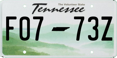 TN license plate F0773Z