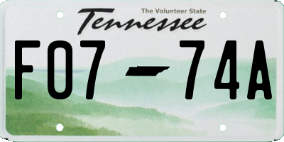 TN license plate F0774A