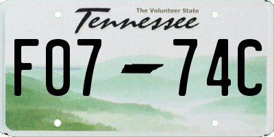 TN license plate F0774C