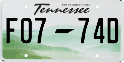 TN license plate F0774D