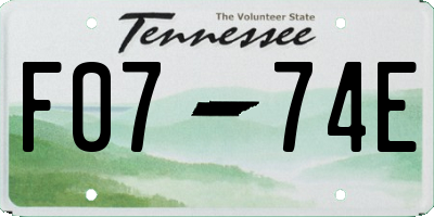 TN license plate F0774E
