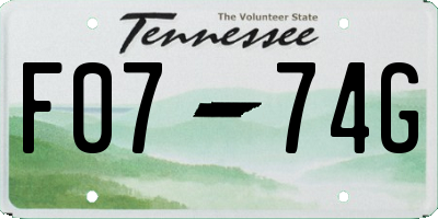 TN license plate F0774G
