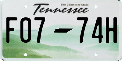 TN license plate F0774H