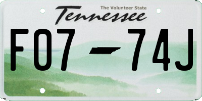 TN license plate F0774J