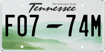 TN license plate F0774M
