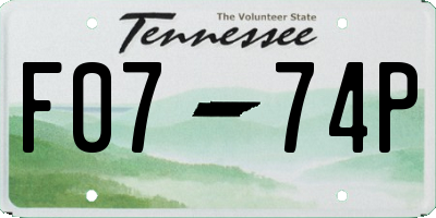 TN license plate F0774P