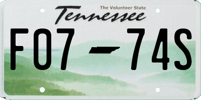 TN license plate F0774S