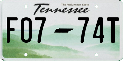 TN license plate F0774T