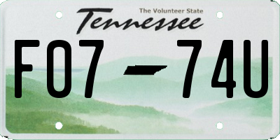 TN license plate F0774U