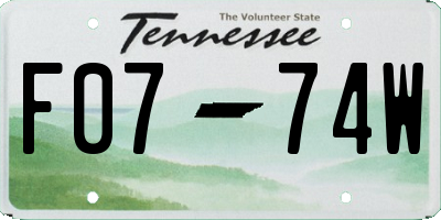 TN license plate F0774W