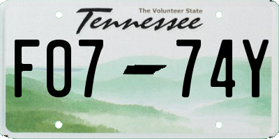 TN license plate F0774Y