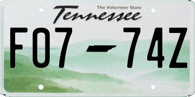 TN license plate F0774Z