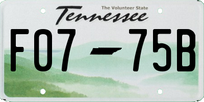 TN license plate F0775B
