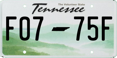 TN license plate F0775F