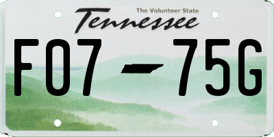 TN license plate F0775G