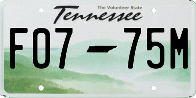 TN license plate F0775M