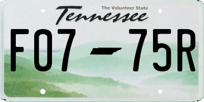 TN license plate F0775R