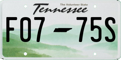TN license plate F0775S