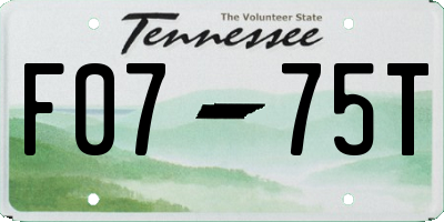 TN license plate F0775T