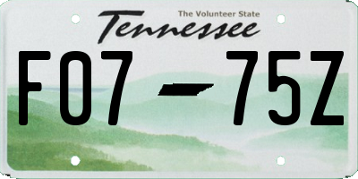 TN license plate F0775Z