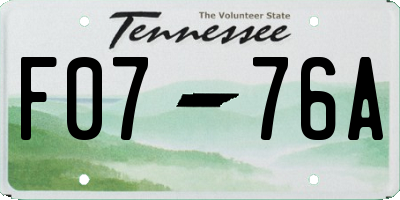 TN license plate F0776A