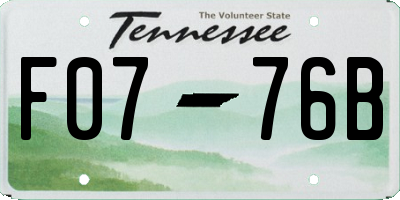 TN license plate F0776B