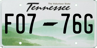 TN license plate F0776G