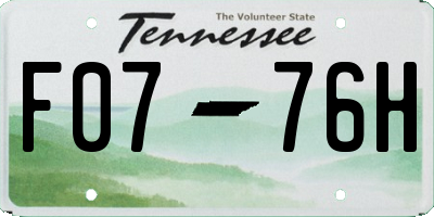 TN license plate F0776H