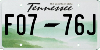 TN license plate F0776J