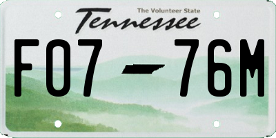 TN license plate F0776M