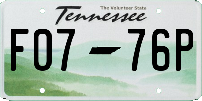TN license plate F0776P