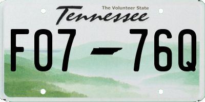 TN license plate F0776Q