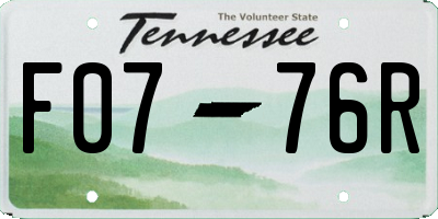 TN license plate F0776R