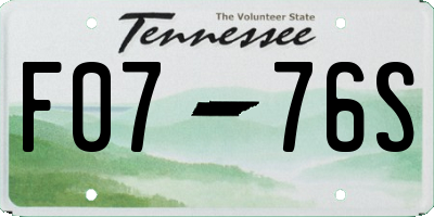 TN license plate F0776S