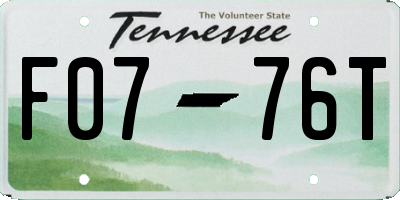 TN license plate F0776T
