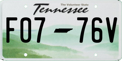 TN license plate F0776V