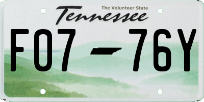 TN license plate F0776Y
