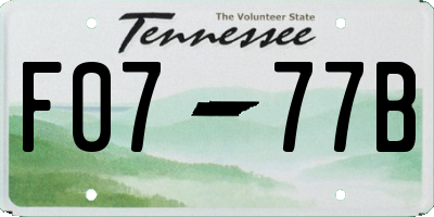 TN license plate F0777B