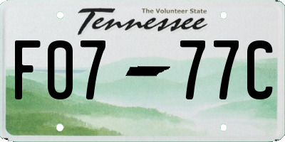 TN license plate F0777C