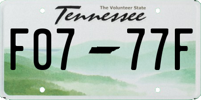 TN license plate F0777F