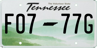 TN license plate F0777G