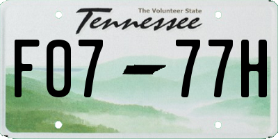 TN license plate F0777H