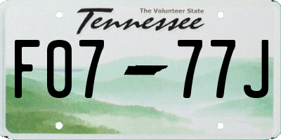 TN license plate F0777J