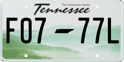 TN license plate F0777L