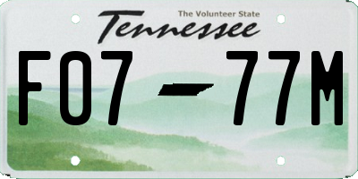 TN license plate F0777M