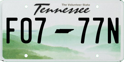 TN license plate F0777N