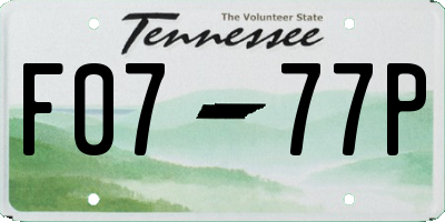 TN license plate F0777P