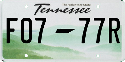TN license plate F0777R