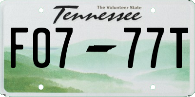 TN license plate F0777T