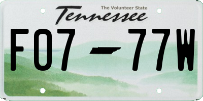 TN license plate F0777W